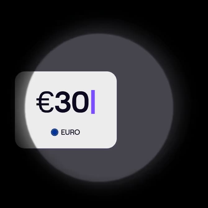 A text input field displaying a subscription amount of €30, with a EURO currency icon below.