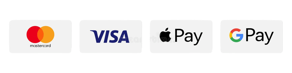 Powered by Stripe - Visa, Mastercard, Apple Pay, Google Pay